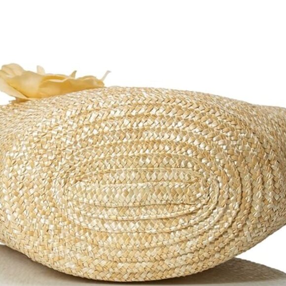 Women's Straw Handbag With Flower Detail - Picture 6 of 7